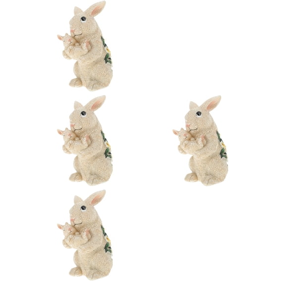 MLINS 4pcs Solar Light Frontyard Landscape Decoration Rabbit Statue Resin Fake Rabbit