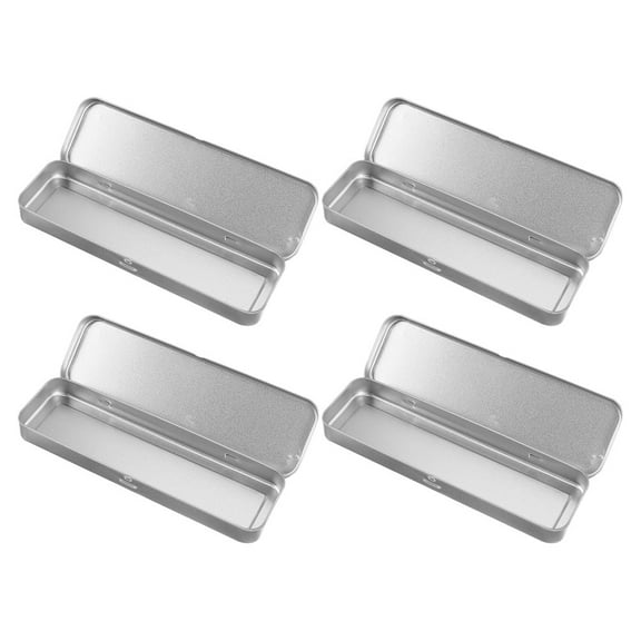 MLINS 4pcs Tin Pencil Case Stylish Stationery Organizer For Students Pen Box Containers Solid Pen Holders Multi-Functional Stationery Boxes