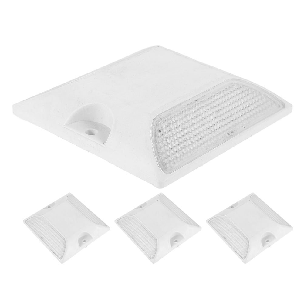 MLINS 4pcs White Driveway Reflectors Reflective Road Sign Markers for Speed Bumps Crosswalks Highways Driveways and Garages