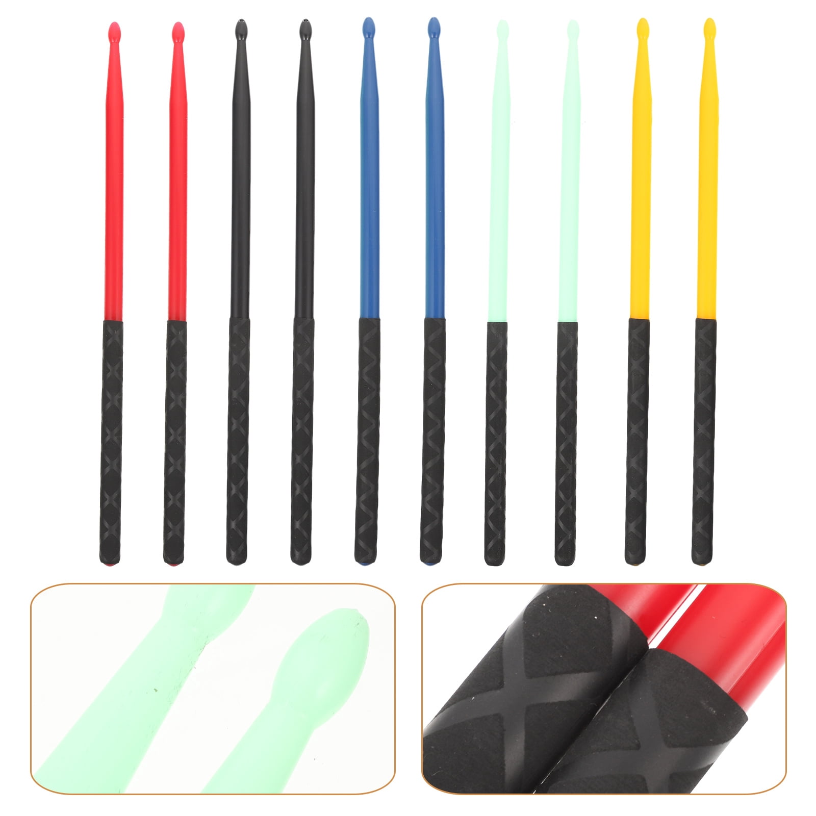 AURARMLET 5A Drum Sticks Rubber 5 Pairs For Adults Concerts 15 13X1 18X0 59in