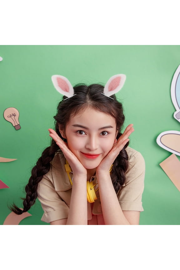 5 Pairs Of Easter Small Bunny Ears DIY Hair Accessories Cute Fluffy Rabbit Ear DIY Hair Clips Charms for Hairpins and Costume Making