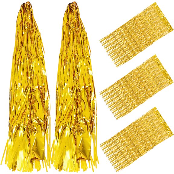 DINHEAROM Party Foil Fringe Curtains Foil Fringe Backdrop Curtain Golden Plastic 5Pcs