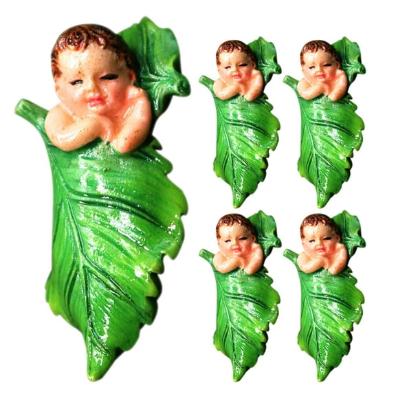 MLINS 5 Pcs Elegant Fairy Baby Sculpture Small Figurines Garden Miniature Sculptures Home Decor Green