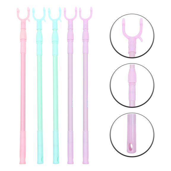 HEALEEP 5Pcs Extendable Clothes Pole for Household Adjustable Length PP and Stainless Steel
