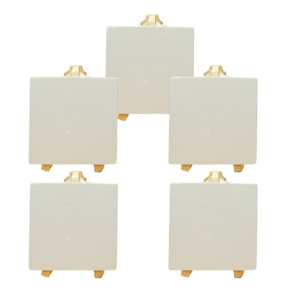 FELTECHELECTR Small Display Easels Wooden Racks White Plastic 5Pcs Display Cards