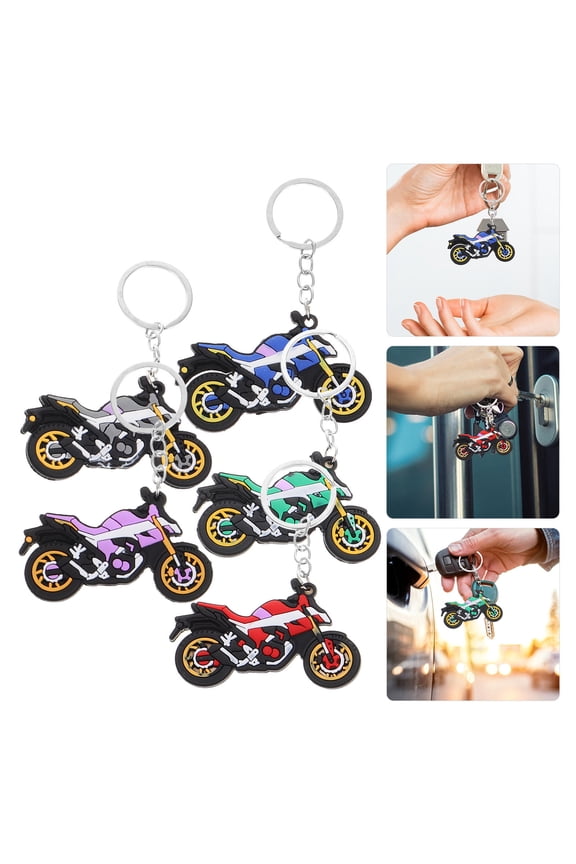 5 Pcs Motorcycle Keychain for Boyfriend Backpack Pendant Ring