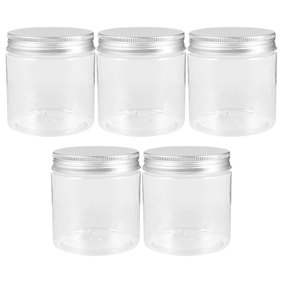 MLINS  5 Pcs Plastic Jar with Lid Packing Container Filling Desktop Travel Transparent