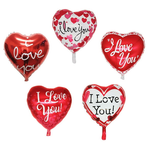 DINHEAROM Heart Shape Aluminum Foil Balloon Red Valentine's Day Party Supplies 5Pack 18Inch