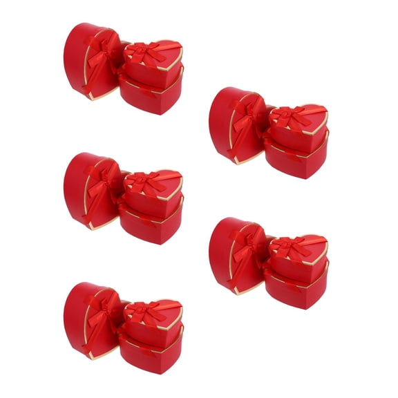 MLINS 5 Sets Valentines Day Heart Shaped Boxes Valentines Nesting Cardboard Cookie Box Flower Box Wraps Boxes For Wedding Birthday Present Wrapping Packaging Red
