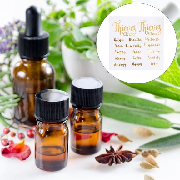 MLINS 5 Sheets Creative Self adhesive Pasters Essential Oil Bottle Labels Letters Tag Stickers Oil Bottle Decals