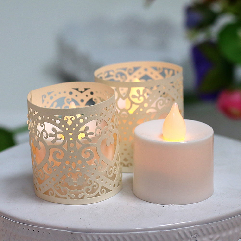 MLINS 50 Pcs Bridal Flameless Candles Flickering 爱 罩 Shade Wrapper ...