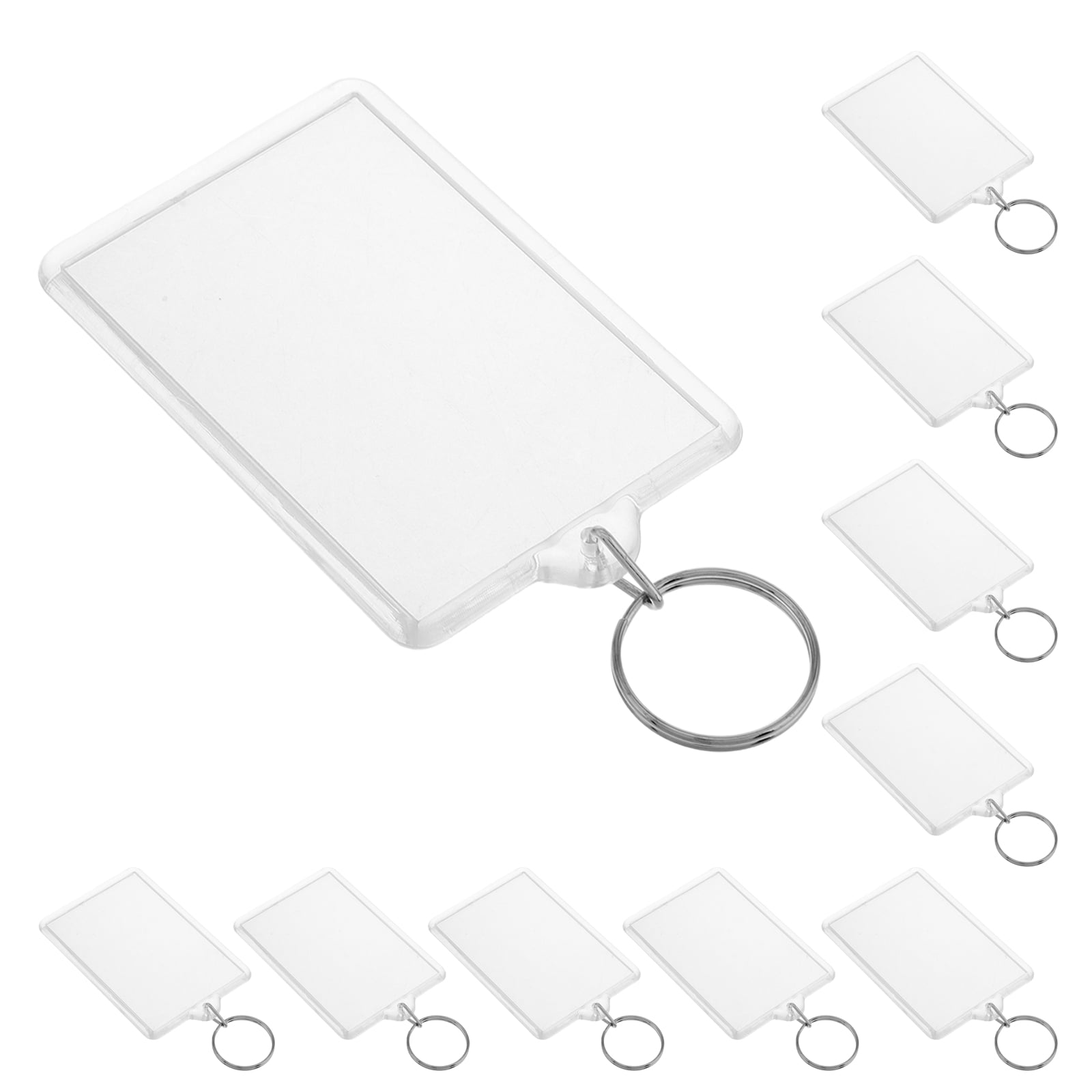 Key Ring Card Insert MLINS 50 Pcs Clear Plastic Photo Frame Keychain Photo Insert Keyrings ...