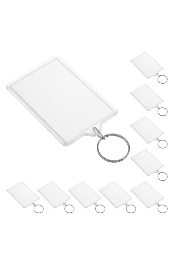 50 Pcs Clear Plastic Photo Frame Keychain Photo Insert Keyrings Blank Rectangle Diy Keychain Picture Frame Keyring With Split Ring For Photo Craft