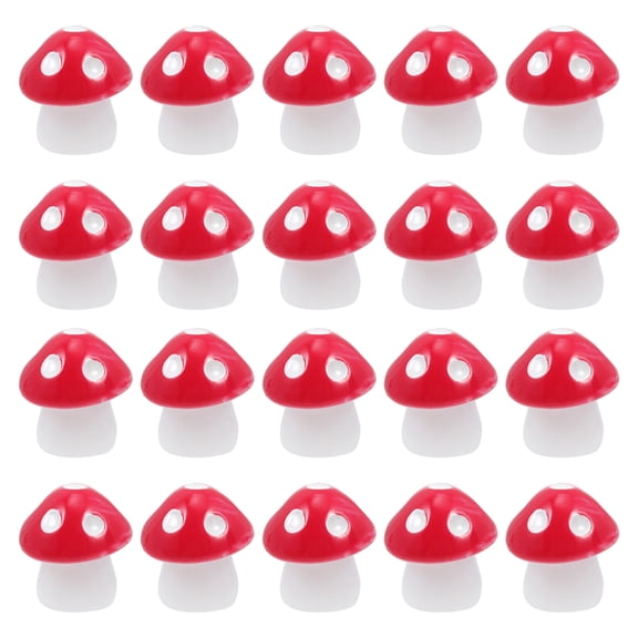 Milisten Red Resin Decorative Fake Mushroom Potted Plants 50Set 1.2x1.2x1in