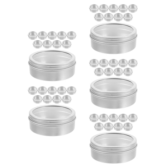MLINS 50 Pcs Empty Tins With Lids Tea Tins Coffee Bean Cans Round Sugar Container