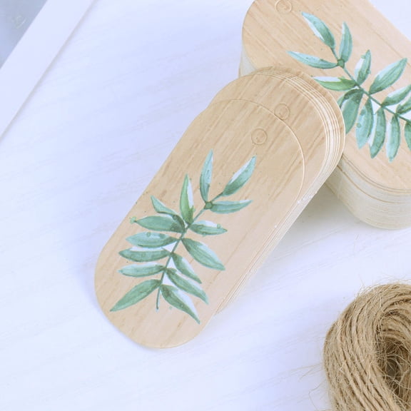 MLINS  50 Pcs Green Leaf Hanging Tag Present Labels Sturdy Paperboard Tags