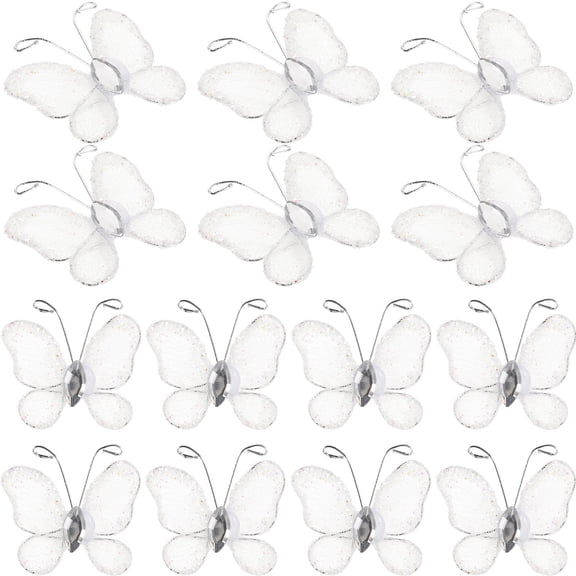 MLINS 50 Pcs Mesh Butterfly Decorations Small Butterflies for Crafts Wall Hanging