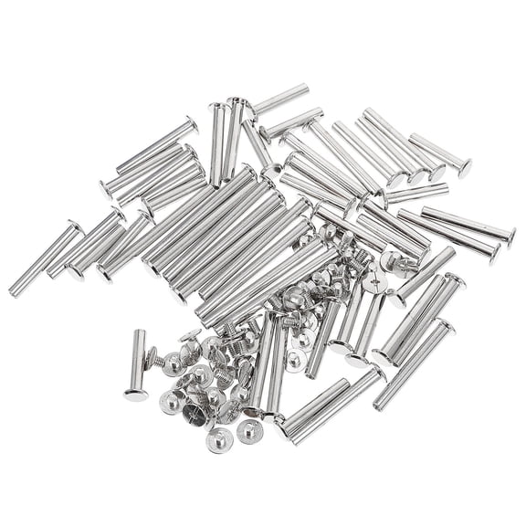 DINHEAROM Screw Post Binding Screws Silver 50 Sets for Leather Crafts 3.9In