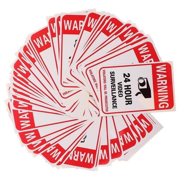 MLINS 50 Sheets Monitoring Warning Stickers Indication Video Office Red