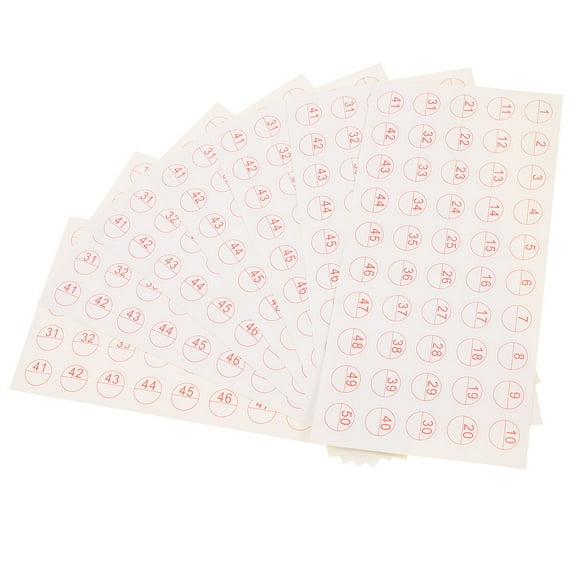 HEALEEP Tiny Number Stickers White Paper 50 Sheets 0.6x0.6in
