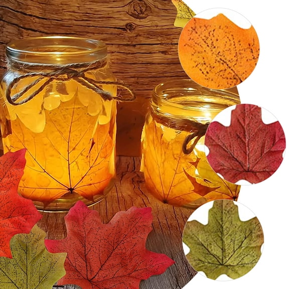 MLINS 500pcs Fake Maple Leaves Fall Decor Faux Autumn Leaves Table Decorations