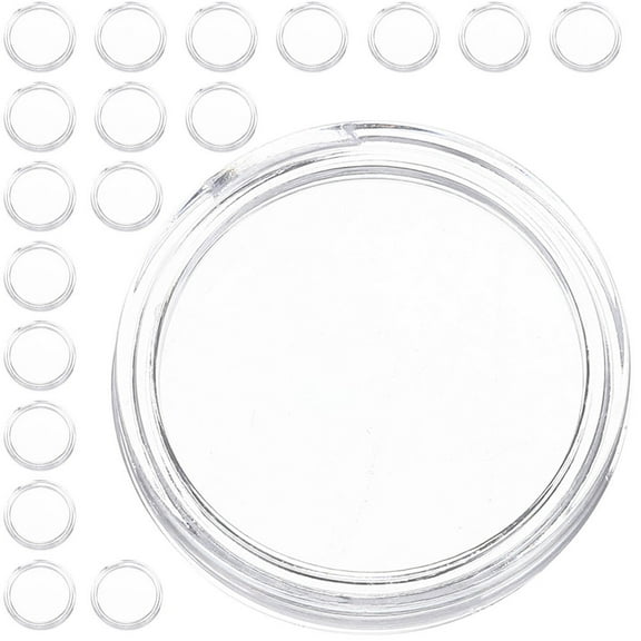 AURARMLET 50 Pcs Transparent Plastic Boxes 2.5x2.5 cm Round Clear Cases for Collecting and Storing