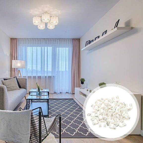 PTOOTP Multi-Purpose Beige Silent Curtain Runner Plastic Stainless Steel 50Pcs