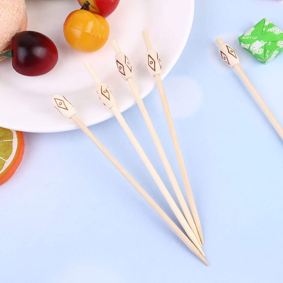 MLINS 50pcs Bamboo Disposable Food Picks for Cocktail Appetizer Beige EcoFriendly