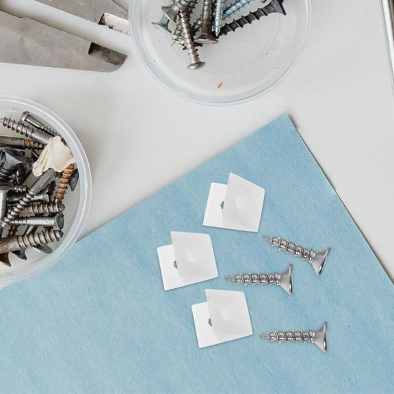 MLINS 50pcs Plastic Mending Tools with Self-Tapping Screws Angle Bracket Fastener for Cabinet and Wardrobe Shelves for Drawer Bottom Fixing Furniture Repair