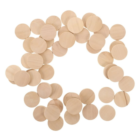 MLINS 50pcs Unfinished Wood Discs for Crafts, Round Wooden Tokens, Small Blank Wood Slices, Wood Cutout Circles Chips