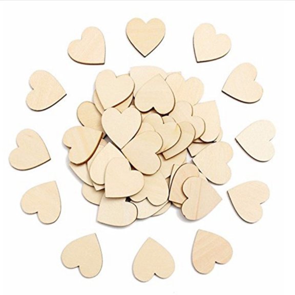 MLINS 50 Pcs 50mm Wooden Love Heart Cutouts, Unfinished Wood Slices for Wedding Decor, Crafts, Art Projects, Party Favors