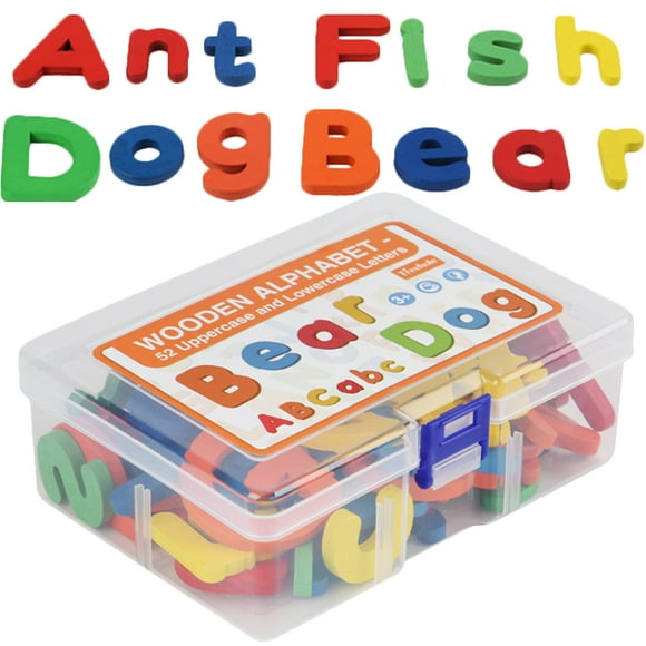 MLINS 52 Pcs Magnetic Alphabet Letters for Fridge Wooden