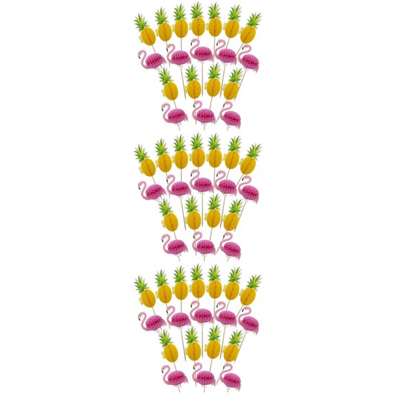 MLINS 57 pcs  Lovely Flamingo Toppers Creative Pineapple Toppers Hawaii Theme Toppers