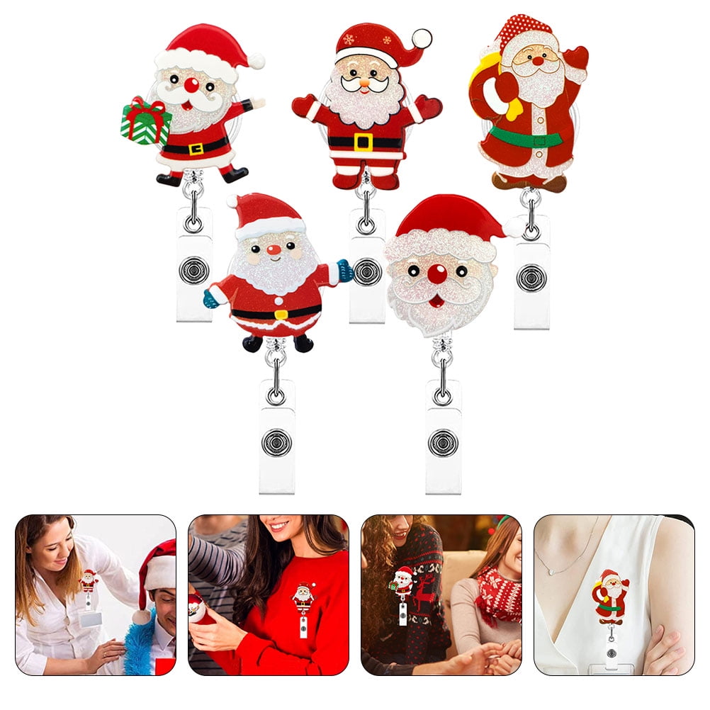 12 Pcs Holiday Badge Reels Rabbit Retractable Nurse Badge Clip Reels Holder Felt With Clip For Teachers Doctor Employees Volunteers Xmas Decor(Multi Style