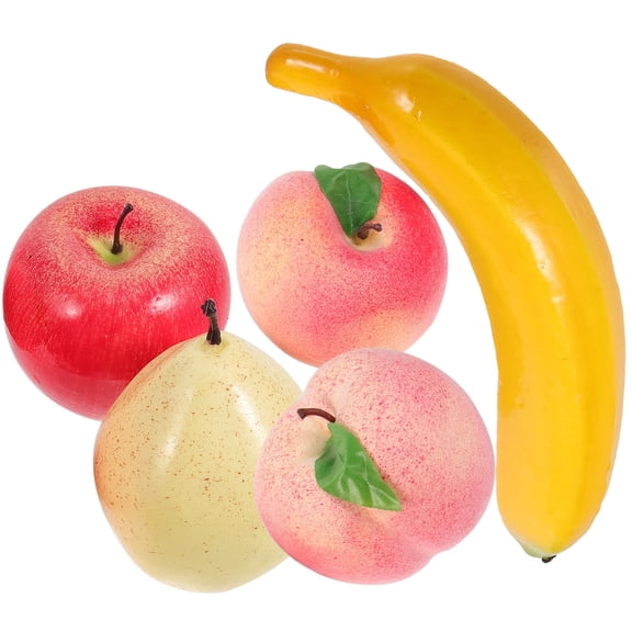PTOOTP Vivid Plastic Faux Fruits Assorted Colors 5 Pieces for Photo Props, Home Decor, Display and Craft Use