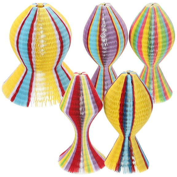 MLINS 5Pcs Rainbow Honeycomb Paper Origami Sun Hats Folding Party Favor DIY Caps S Type