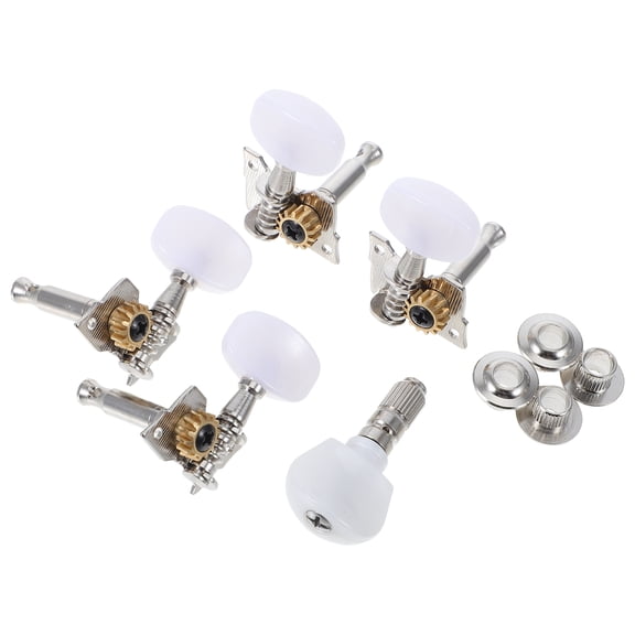MLINS 5pcs Banjo Machine Heads Tuning Pegs Tuners Keys with 4 Bushings for Banjo Guitar Bass HA103 (Silver)