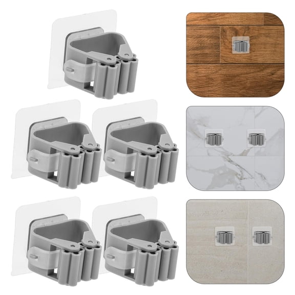 MLINS 5pcs Bathroom Storage Rack Mop Holder Punch-free Cleaning Tools Organizer Practical Broom Storage Clip for Home Shop