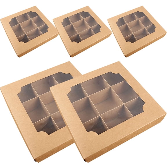 MLINS 5pcs Cake Boxes Paper Bakery Boxes Cookie Wrapping Cases Packaging Boxes(9 Cavity)