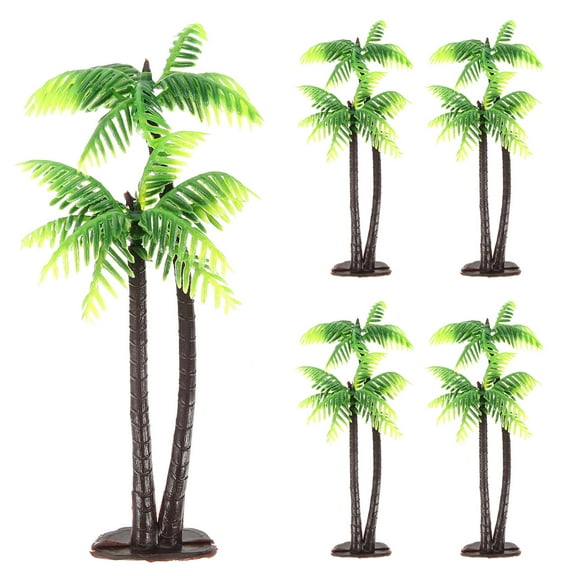 MLINS 5pcs Coconut Palm Tree Model Artificial Trees Cake Topper Green Palm Tree Cupcake Topper Scenery Model Scenery Model For Cake Decorations Or Building Model Landscape Artificial Plants