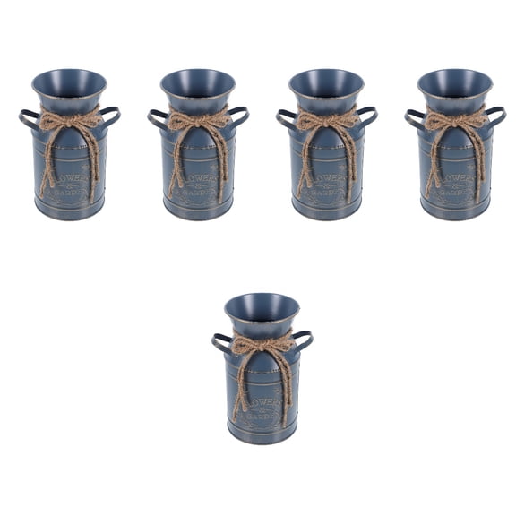 MLINS 5pcs Flower Jug Bucket Rustic Decorative Galvanized Iron Flower Bucket Flower Pot for Tabletop