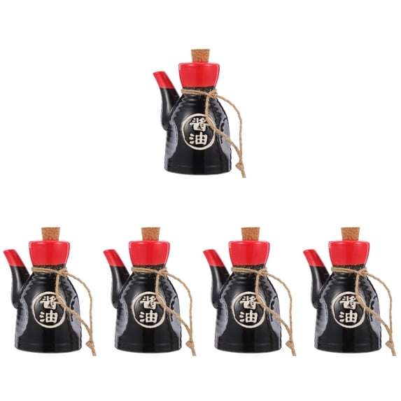 MLINS 5pcs Japanese Style Vinegar Dispenser Ceramic Vinegar Jar Oil Dispenser Vinegar Liquid Dispenser