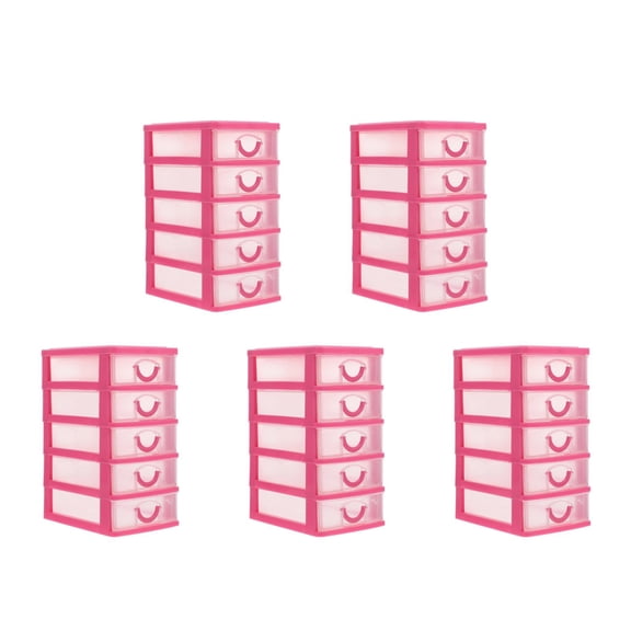 MLINS MLINS 5pcs Versatile Desktop Storage Organizer with 5 Layers for Makeup and Small Objects Plastic Mini Drawer Case