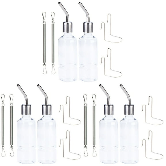 MLINS 6 PCS  Water Bottle Standing Dispenser Hanging Drip Chew Proof Water Bottle Automatic Water Feeder Dispenser for Cat Hamster Rabbit 350ml