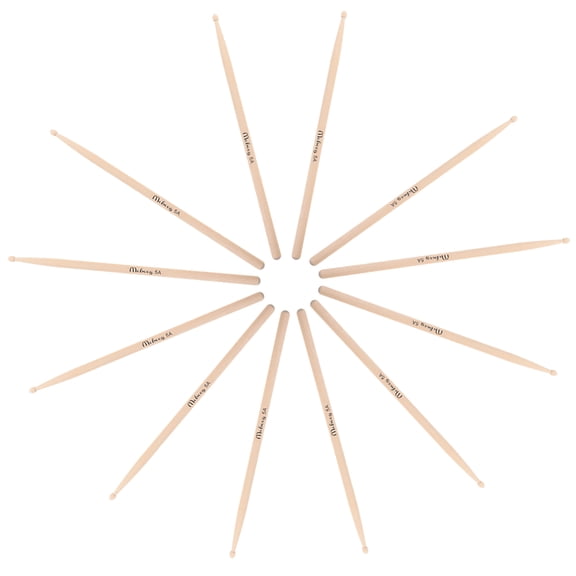 MLINS 6 Pairs Drum Sticks for Drummer Maple Wood Durable Smooth Surface Easy to Carry 5A Size