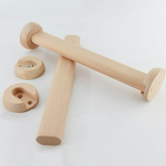 PTOOTP 6 Pairs Heavy Duty Closet Rod Bracket Wooden Support Clothes Rail Light Brown
