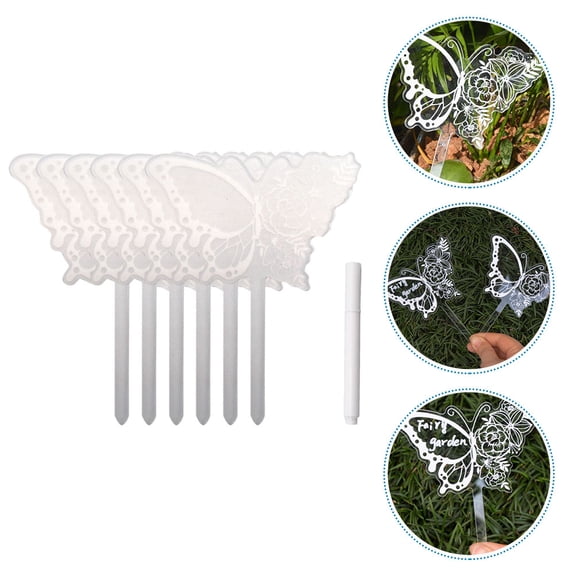 DINHEAROM Plants Marking Tags Acrylic White Indoor Use 6Set 4.72X0.08X5.89in