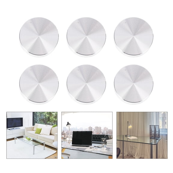 MLINS 6 Pcs Aluminum Disc Feet Pad Coffee Table Aluminum Cake 2.50X2.50X0.80CM Silver