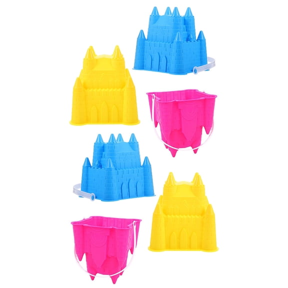 MLINS 6-Pack 10L Foldable Plastic Buckets for Kids, Cube-Shaped Castle Design, Toy Storage and Outdoor Play Buckets