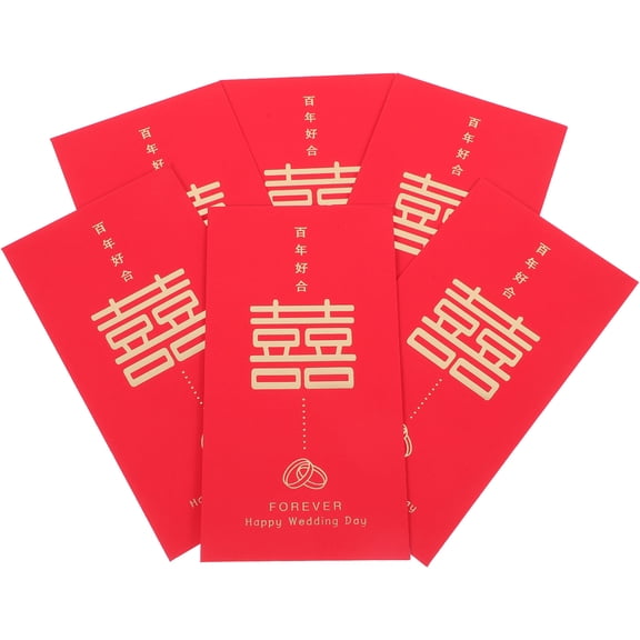 MLINS 6 Pcs Happy Red Envelope Bag Invitation Marriage Pocket Bride